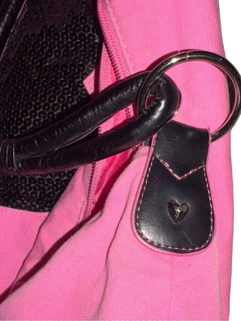 VTG RARE Y2K Tote bag by Candies in pink with large black sequenced heart